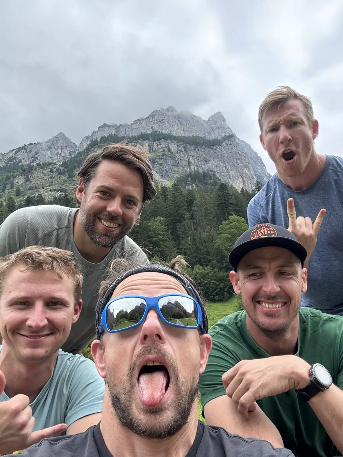 The crew on a guided trip in the Alps